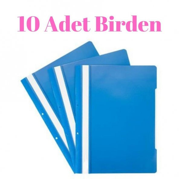 Şeffaf Dosya + Plastik Telli Dosya A4 Poşet Dosya Mavi Dosya - 2
