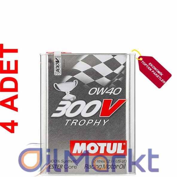 Motul 300V Trophy 0W-40 2 Lt Tam Sentetik Yarış Motor Yağı (4 Adet)