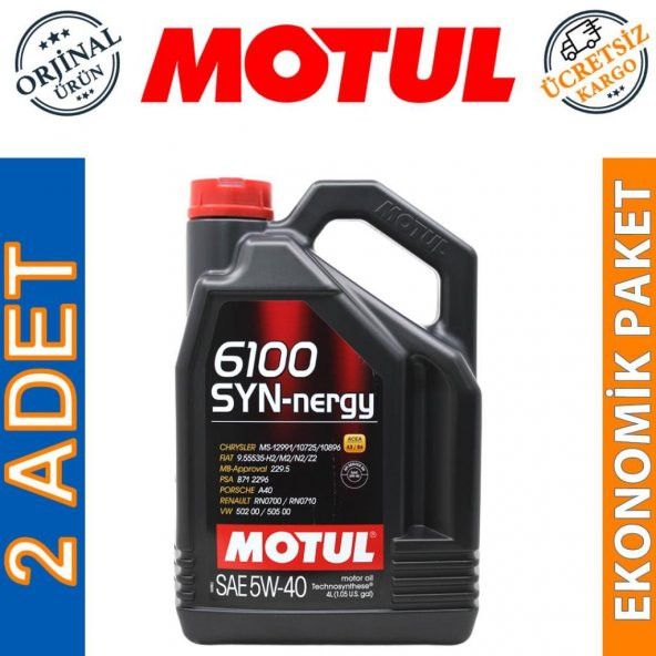 Motul 6100 SYN-Nergy 5W-40 4 Lt Dizel Benzinli Motor Yağı (2 Adet)