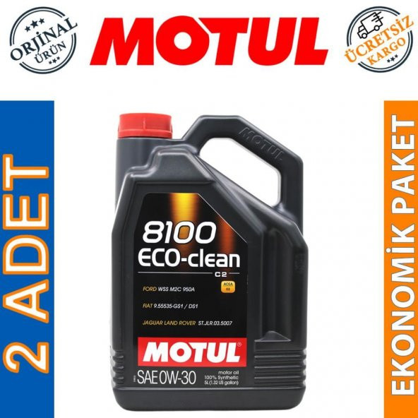 Motul 8100 Eco-Clean 0W-30 5 Lt Tam Sentetik Motor Yağı (2 Adet)