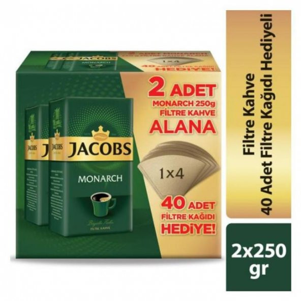 Jacobs Filtre Kahve 250 gr x 2 + 40 Adet Filtre Kağıdı Hediyeli