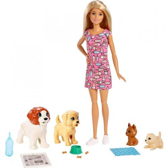 FXH11 Barbie ve Hayvanları Banyo Eğlencesinde Oyun Seti /Barbienin Hayvanları