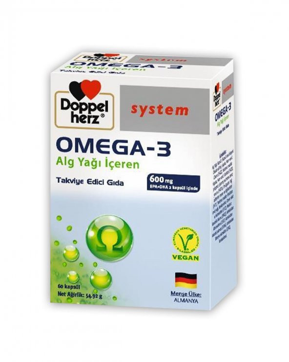 Doppelherz Omega 3 Alg Yağı İçeren Vegan 60 Kapsül