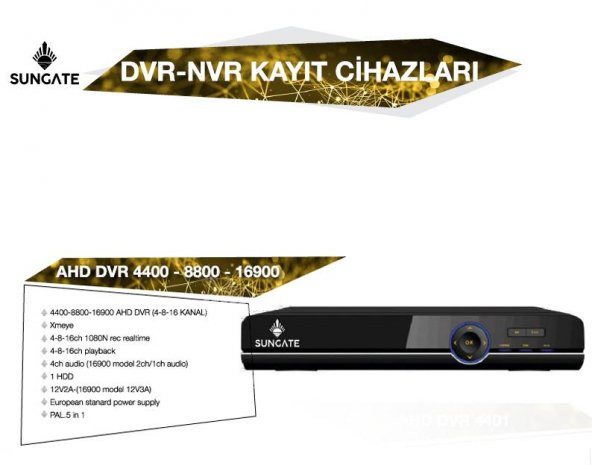 SUNGATE AHD DVR 8800 DVR-NVR KAYIT CİHAZI