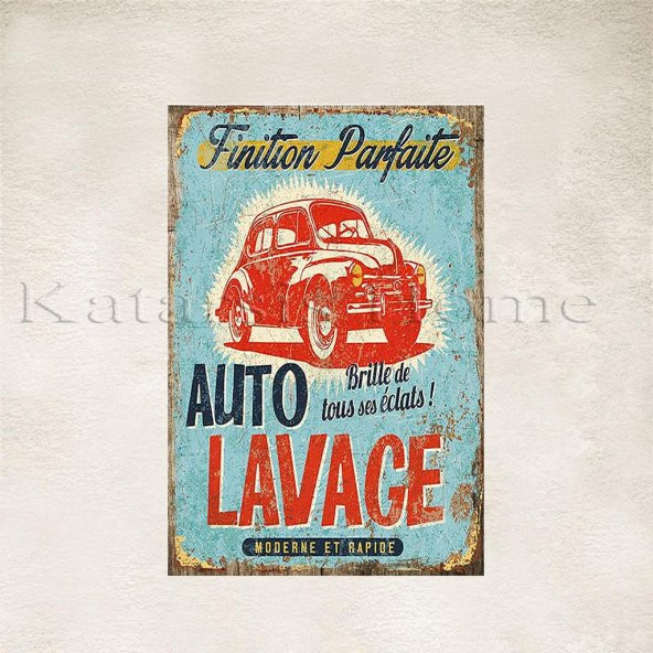 Auto  Lavage Baskılı Ahşap Poster