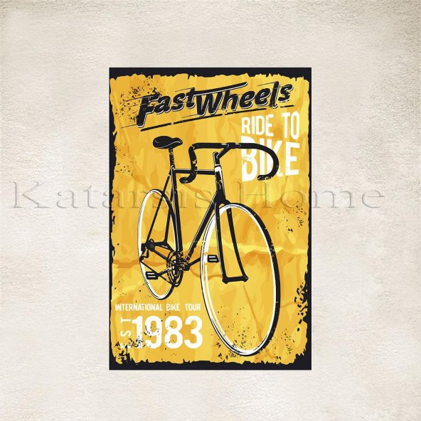 Bisiklet Baskılı Ahşap Poster 1