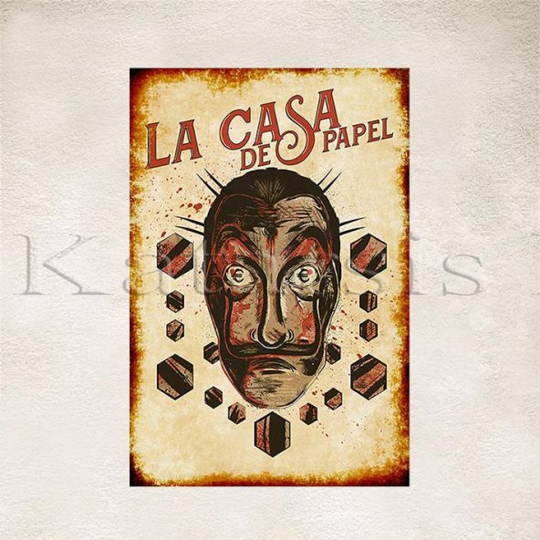 La Casa De Papel Maske Baskılı Ahşap Poster