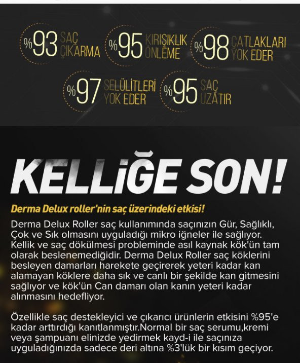 Deluxhair Redensyl (R) ve Keratin içeren Bitkisel Saç Çıkarma Bakım Serumu 2 Aylık Set Delux Hair Serum + 1 Adet Titanyum Derma Roller System 540 İğne 0,5 mm 1. Kalite Masaj Aleti RoHs CE Kalite belgeli dermoroller -1 adet - 17