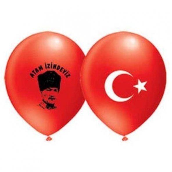 Atatürk Ve Ay Yıldız Baskılı Balon 10 Adet 1. Kalite
