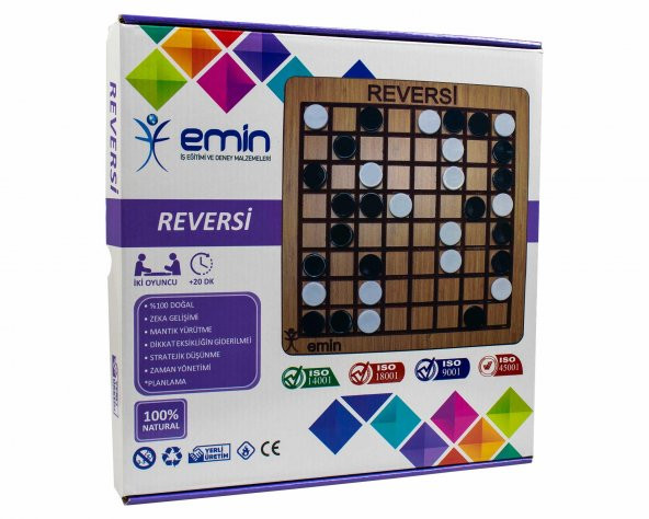 Ahşap Reversi Zeka, Mantık ve Strateji Oyunu, Akıl Oyunu, Eğitici Oyun, Zeka geliştirici, Masa Oyunu - 2