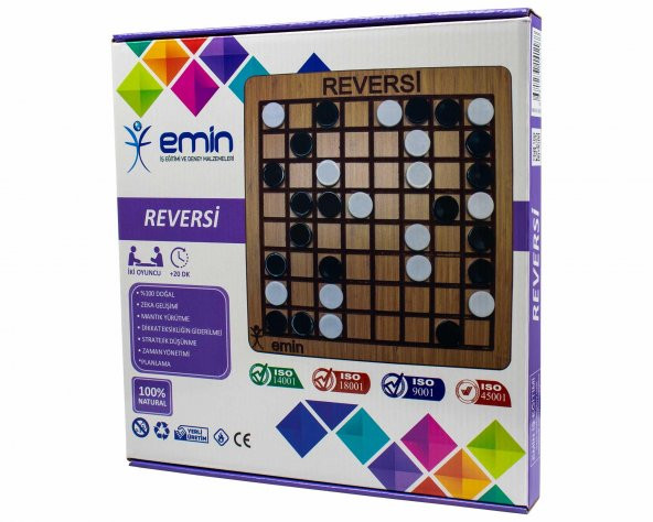 Ahşap Reversi Zeka, Mantık ve Strateji Oyunu, Akıl Oyunu, Eğitici Oyun, Zeka geliştirici, Masa Oyunu - 3