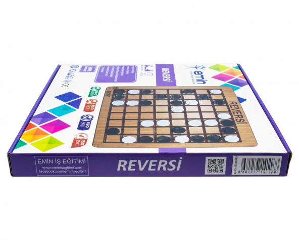 Ahşap Reversi Zeka, Mantık ve Strateji Oyunu, Akıl Oyunu, Eğitici Oyun, Zeka geliştirici, Masa Oyunu - 6