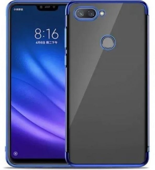 Xiaomi Mi 8 Lite Köşeleri Renkli Şeffaf Kamera Korumalı Kılıf - 1