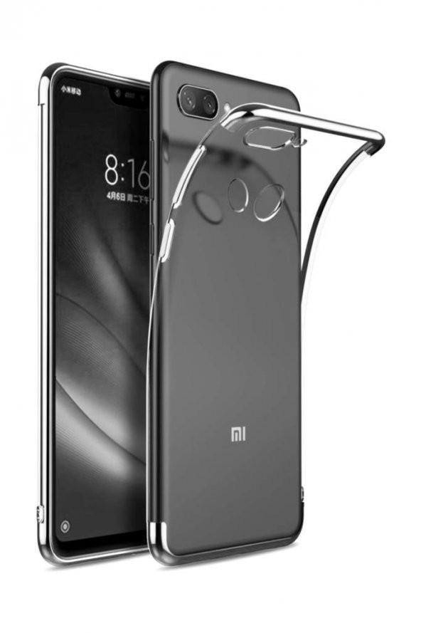 Xiaomi Mi 8 Lite Köşeleri Renkli Şeffaf Kamera Korumalı Kılıf - 7