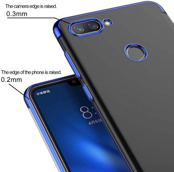 Xiaomi Mi 8 Lite Köşeleri Renkli Şeffaf Kamera Korumalı Kılıf - 9