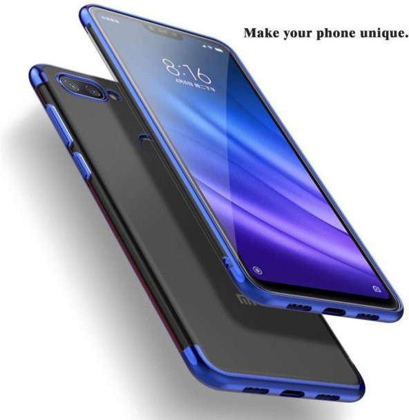Xiaomi Mi 8 Lite Köşeleri Renkli Şeffaf Kamera Korumalı Kılıf - 10