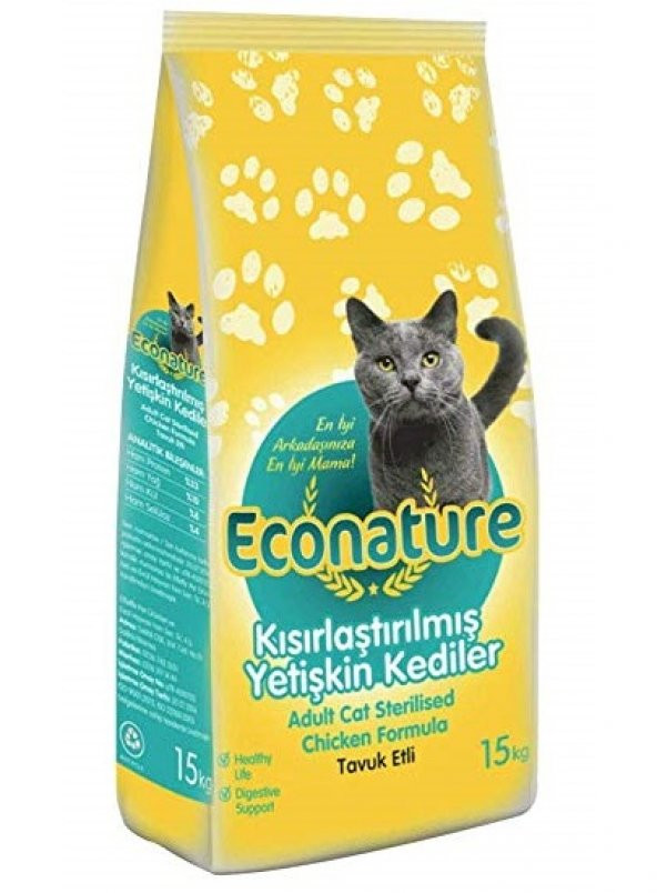 Econature Tavuklu Kısır Kedi Maması, 15 kg