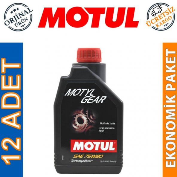 Motul MotylGear 75W-80 1 Lt Technosynthese Şanzıman Yağı (12 Adet)