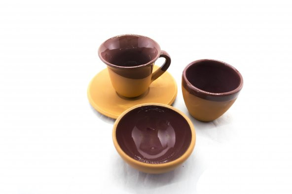 Toprak Fincan - Kahverengi 3 'lü Set