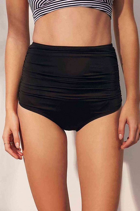 Angelsin Siyah Yüksek Bel Bikini Alt - 5