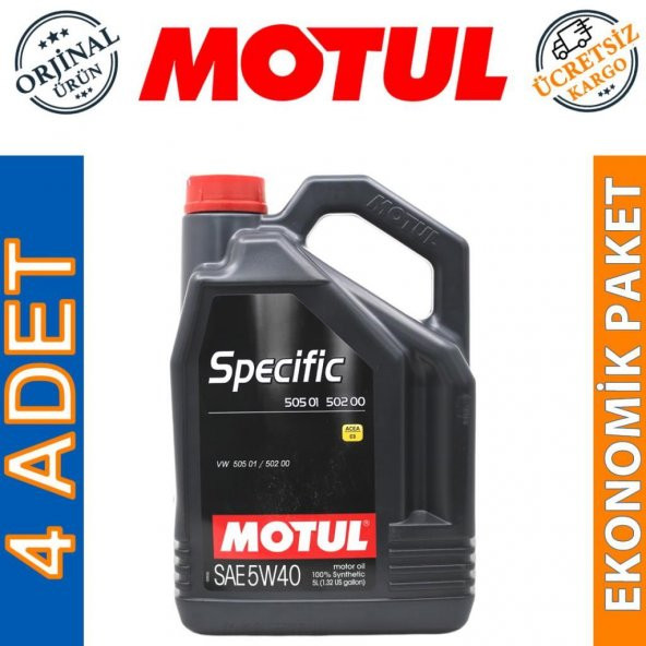 Motul Specific 505 01 502 00 5W-40 5 Lt Sentetik Motor Yağı (4 Adet)