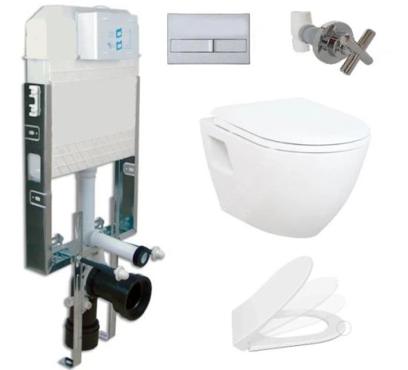 VİSAM-CREAVİT TP325 - NKP KAPAK - GÖMME REZERVUAR ASMA KLOZET SETİ 5 Lİ - 5