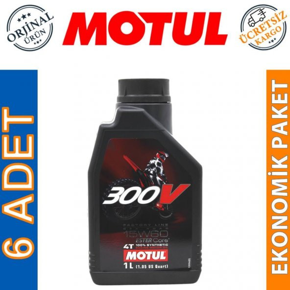 Motul 300V FL 15W-60 4T 1 Lt 4 Zamanlı Motosiklet Motor Yağı (6 Adet)