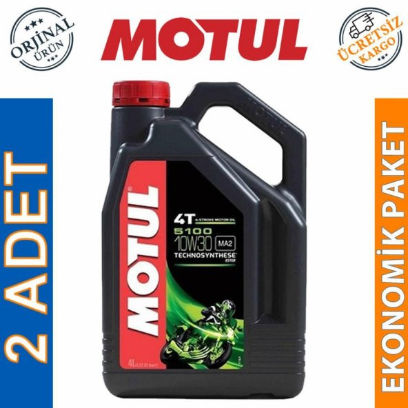 Motul 5100 10W-30 4T 4 Lt 4 Zamanlı Motosiklet Motor Yağı (2 Adet)