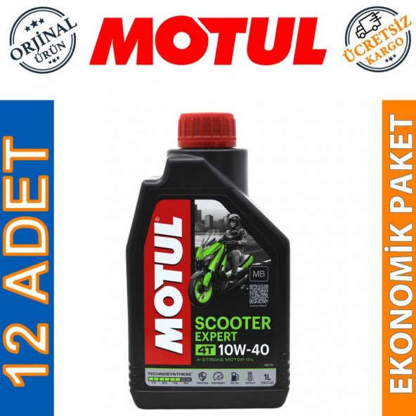 Motul Scooter Expert 10W-40 MB 4T 1 lt 4 Zamanlı Motor Yağı (12 Adet)