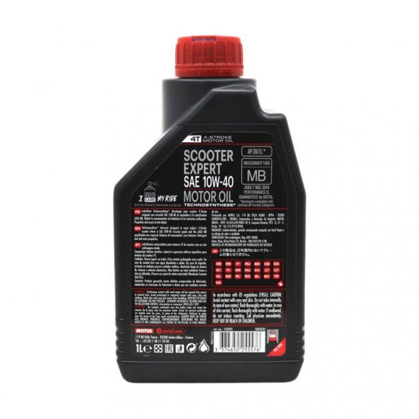 Motul Scooter Expert 10W-40 MB 4T 1 lt 4 Zamanlı Motor Yağı (6 Adet) - Resim 4