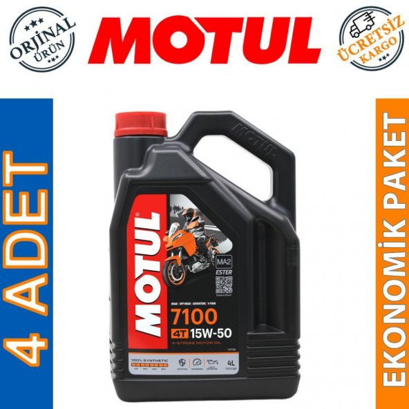 Motul 7100 4T 15W-50 4 Lt 4 Zamanlı Motosiklet Motor Yağı (4 Adet)