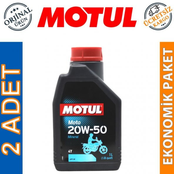 Motul Moto 4T 20W-50 1 Lt 4 Zamanlı Mineral Motosiklet Yağı (2 Adet)