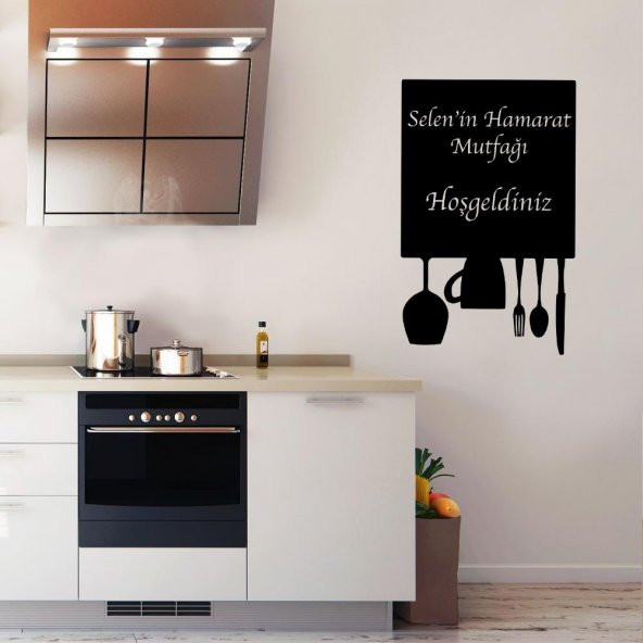 İsme Özel Hamarat Mutfağı Yazılı Dekoratif Mutfak Duvar Sticker, Çıkartma, Etiket