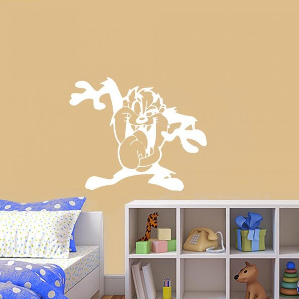 Çizgi Dizi Karakteri Tazmanya Canavarı Silüeti Dekoratif Çocuk Odası Duvar Sticker, Çıkartma, Etike - 2