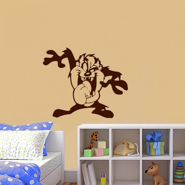 Çizgi Dizi Karakteri Tazmanya Canavarı Silüeti Dekoratif Çocuk Odası Duvar Sticker, Çıkartma, Etike - 3