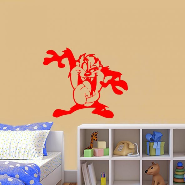 Çizgi Dizi Karakteri Tazmanya Canavarı Silüeti Dekoratif Çocuk Odası Duvar Sticker, Çıkartma, Etike - 4