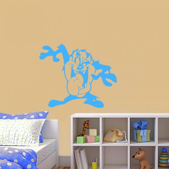 Çizgi Dizi Karakteri Tazmanya Canavarı Silüeti Dekoratif Çocuk Odası Duvar Sticker, Çıkartma, Etike - 5