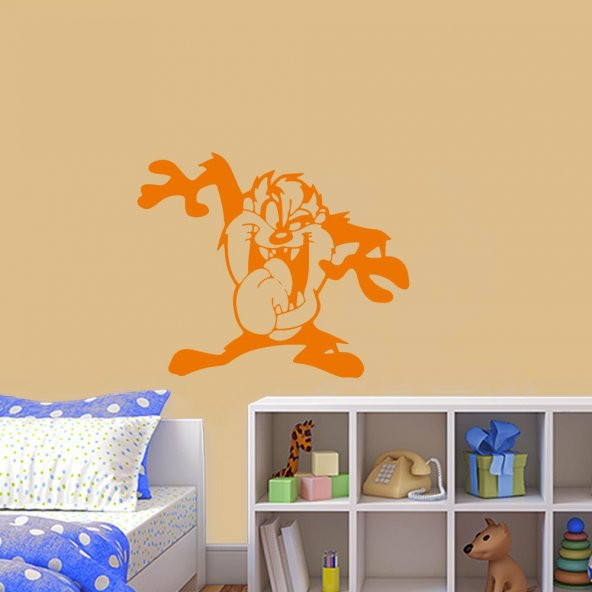 Çizgi Dizi Karakteri Tazmanya Canavarı Silüeti Dekoratif Çocuk Odası Duvar Sticker, Çıkartma, Etike - 9