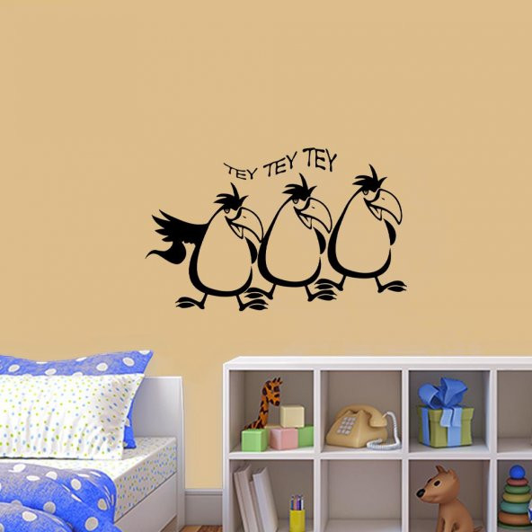Halay Çeken Kuşlar Silüeti Dekoratif  Çocuk Odası Duvar Sticker, Çıkartma, Etiket