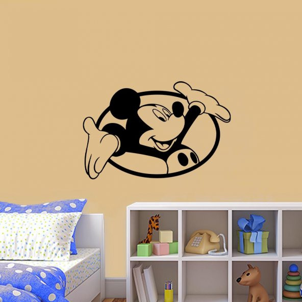 Miki Mouse - Miki Fare Silüeti Dekoratif  Çocuk Odası Duvar Sticker, Çıkartma, Etiket
