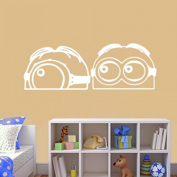Minions - Çılgın Hırsız Film Karakterleri Stuart ve Bob Silüeti Dekoratif Çocuk Odası Duvar Sticker - 2