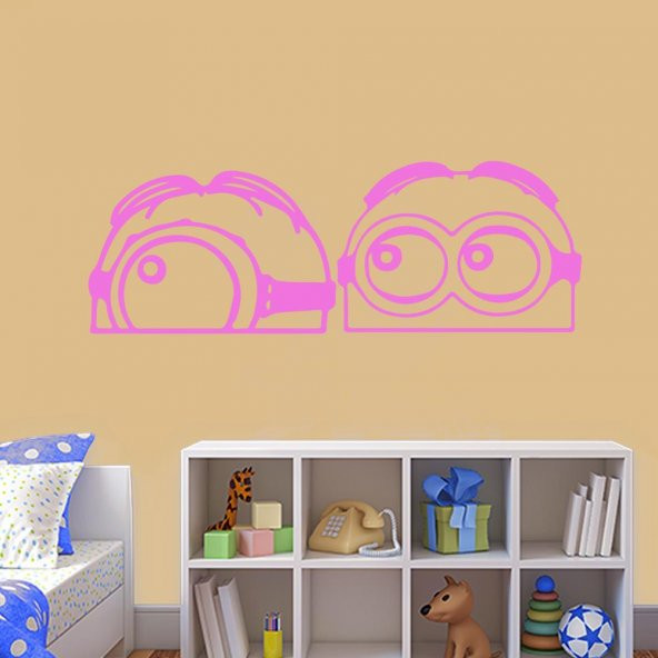Minions - Çılgın Hırsız Film Karakterleri Stuart ve Bob Silüeti Dekoratif Çocuk Odası Duvar Sticker - 6