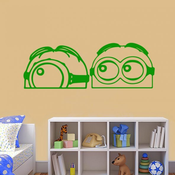 Minions - Çılgın Hırsız Film Karakterleri Stuart ve Bob Silüeti Dekoratif Çocuk Odası Duvar Sticker - 10