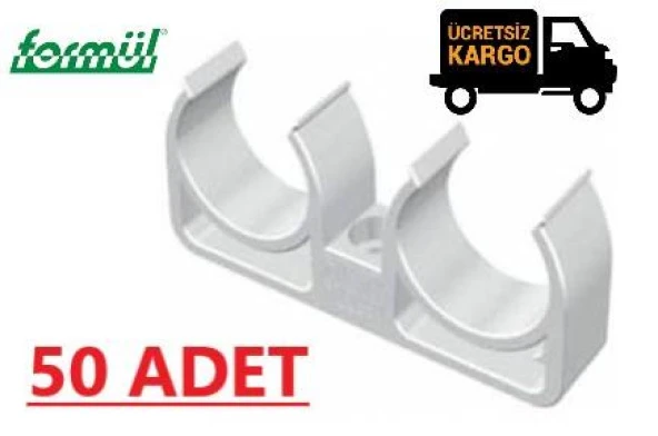 20 MM PPRC ÇİFTLİ BORU KELEPÇESİ (FORMÜL) 50 ADET