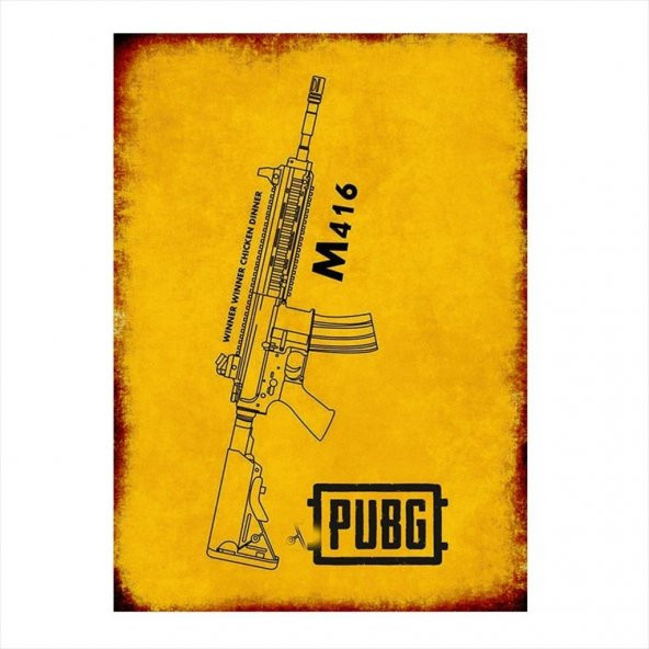 Pubg M416 Gun Baskılı Ahşap Poster