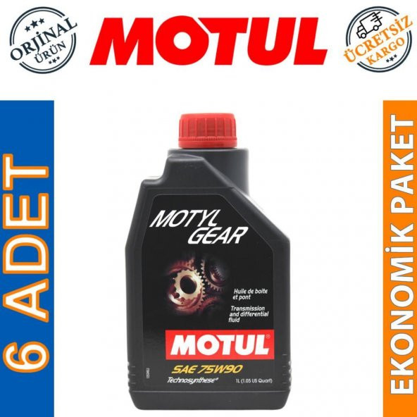 Motul MotylGear 75W-90 1 Lt Technosynthese Şanzıman Yağı (6 Adet)