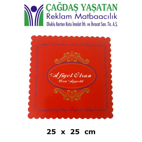 Karton Pasta Altlığı Kırmızı 25 x 25 ( 100 Adet ) - 051
