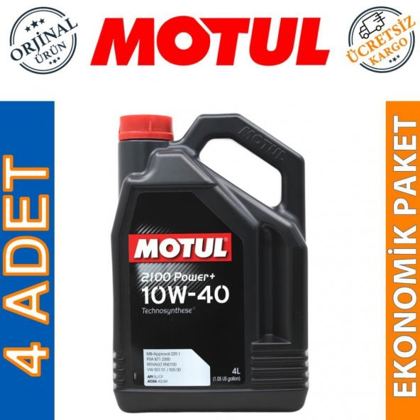 Motul 2100 Power+ 10W-40 4 Lt Dizel ve Benzinli Motor Yağı (4 Adet)