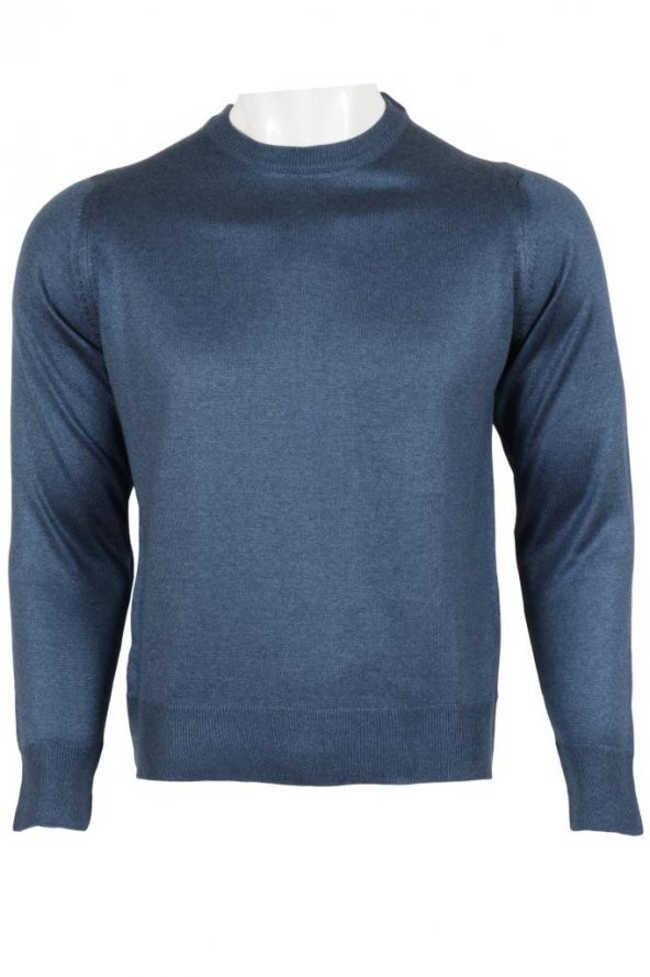 Erkek Kazak Klasik Normal Kesim Yünlü RAR00491 Mavi