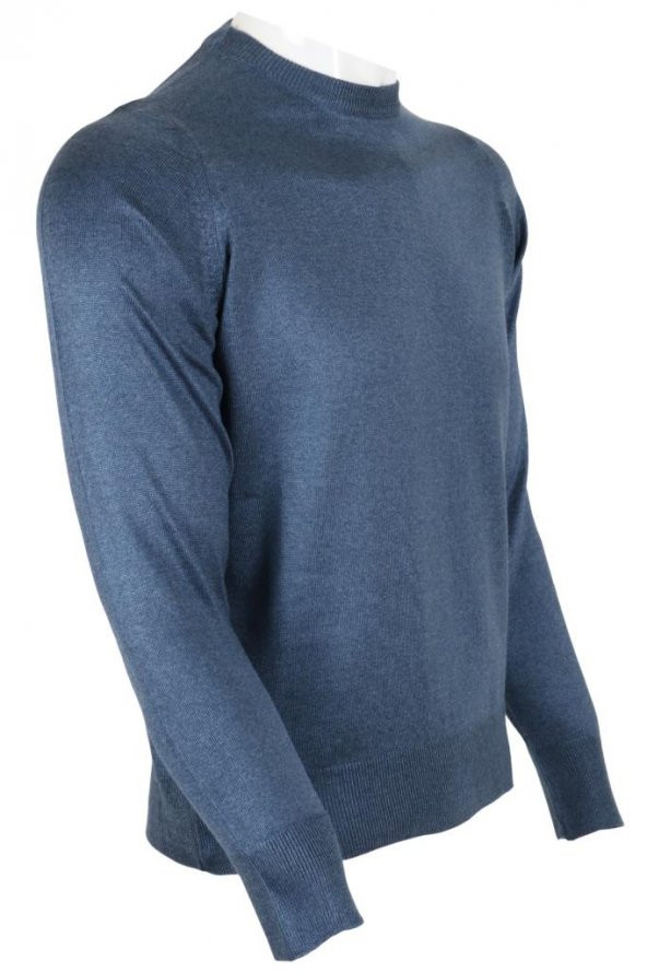 Erkek Kazak Klasik Normal Kesim Yünlü RAR00491 Mavi - 2